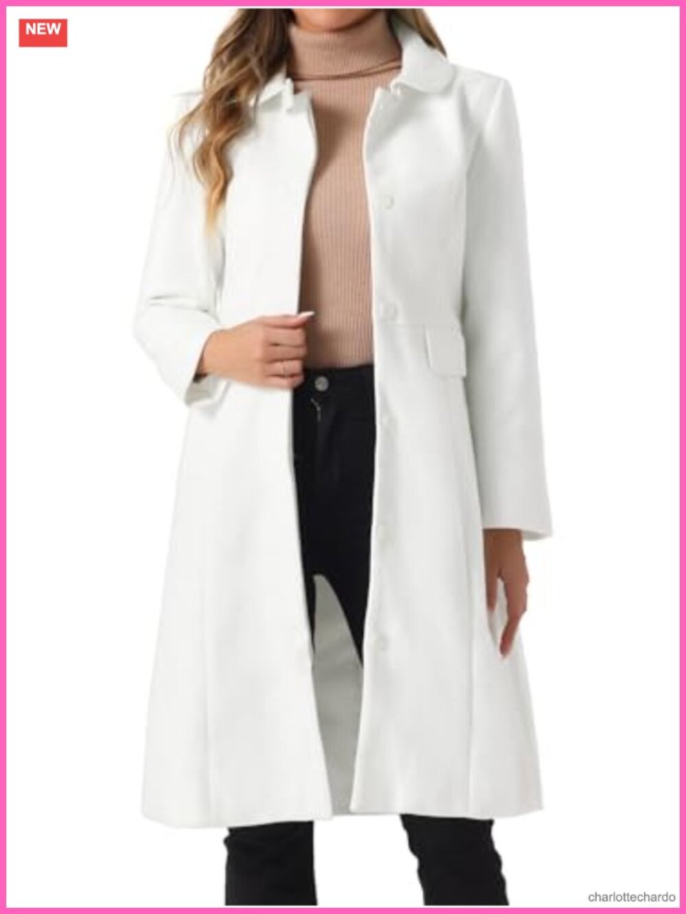 Women's Winter Peacoat Long A-Line Peter Pan Collar Button Overcoat Polyester